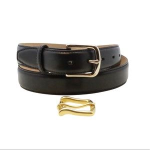 New Black Genuine Saddle Leather 32mm Belt Size 34